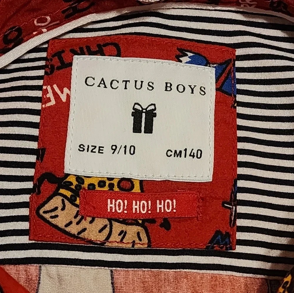 Cactus Boys Red Ho Ho Ho Christmas Shirt Boys Size 9/10